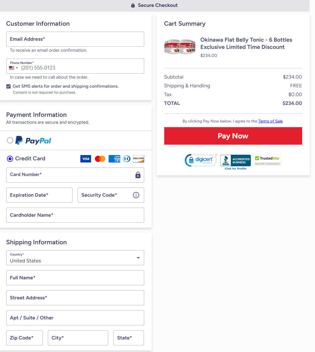 Okinawa Flat Belly Tonic™ Buy Checkout Page